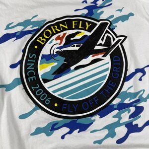 Born Fly Shirt Mens S White Multicolor Paint Splatter Art Graphic Logo SS Tee